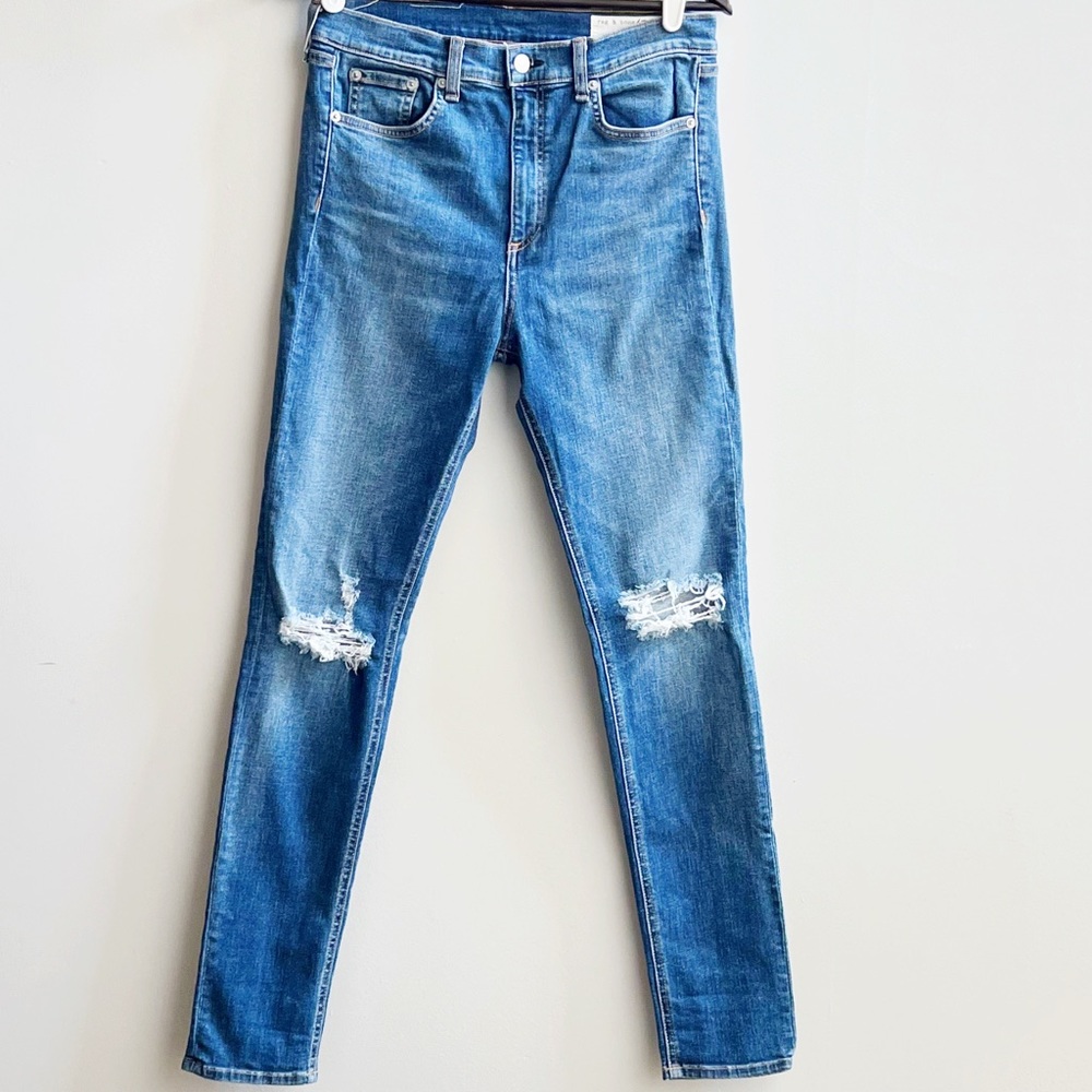 rag & bone Women's Skinny Jeans - Medium Blue Distressed